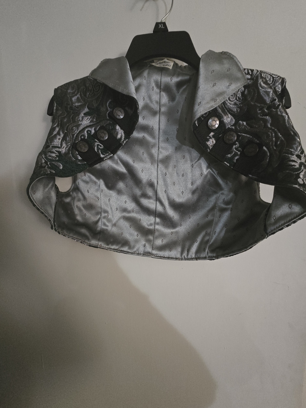 Black Cropped Decorative Bolero Cape with Button Accents